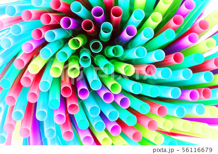 colorful plastic drinking straws background 56116679
