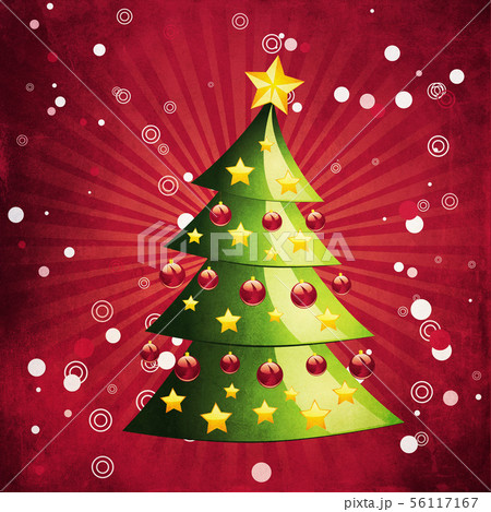 Grunge Christmas tree on red background 56117167