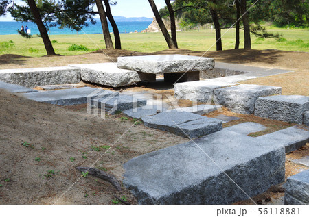 萩石彫公園の休憩所と西の浜 萩石彫公園の休憩所と西の浜 56118881