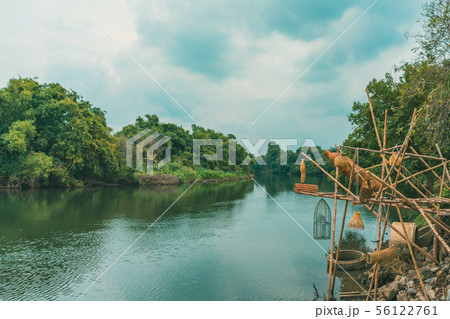 Ancient bamboo fish trap equipment of countryside, Ancient bamboo fish trap equipment of countryside, 56122761