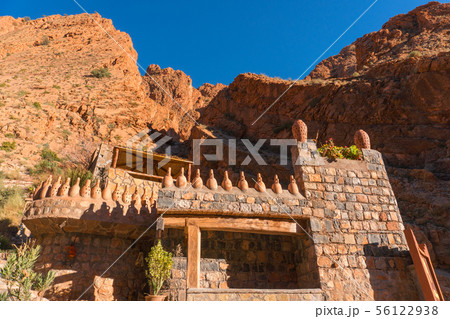 Castle kasbah hotel on the high Cliff in amazing place at Picturesque Serpentine mountain road in 56122938
