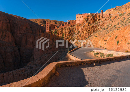 Picturesque Serpentine mountain road in Gorges Dades in high Atlas, Morocco Picturesque Serpentine mountain road in Gorges Dades in high Atlas, Morocco 56122982
