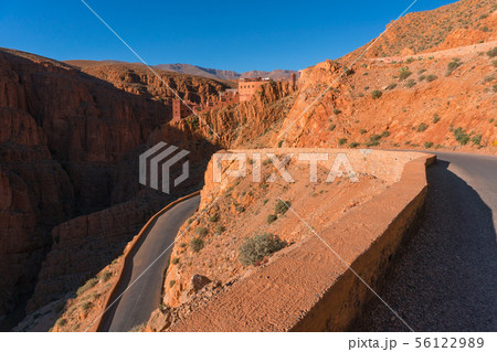 Picturesque Serpentine mountain road in Gorges Dades in high Atlas, Morocco Picturesque Serpentine mountain road in Gorges Dades in high Atlas, Morocco 56122989