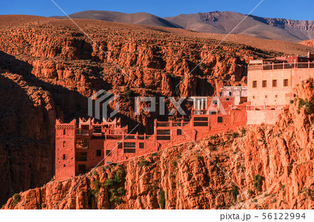 Castle kasbah hotel on the high Cliff in amazing place at Picturesque Serpentine mountain road in Castle kasbah hotel on the high Cliff in amazing place at Picturesque Serpentine mountain road in 56122994