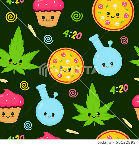 Cute kawaii marijuana weed seamless pattern 56122995