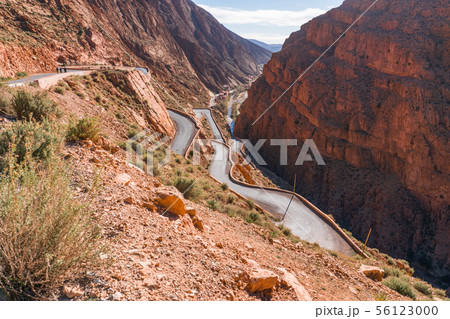 Picturesque Serpentine mountain road in Gorges Dades in high Atlas, Morocco Picturesque Serpentine mountain road in Gorges Dades in high Atlas, Morocco 56123000
