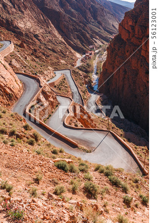 Picturesque Serpentine mountain road in Gorges Dades in high Atlas, Morocco 56123001