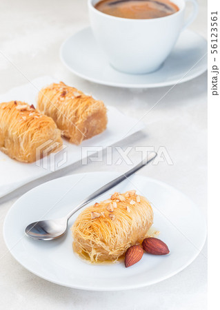 Greek pastry Kataifi with shredded filo dough 56123561