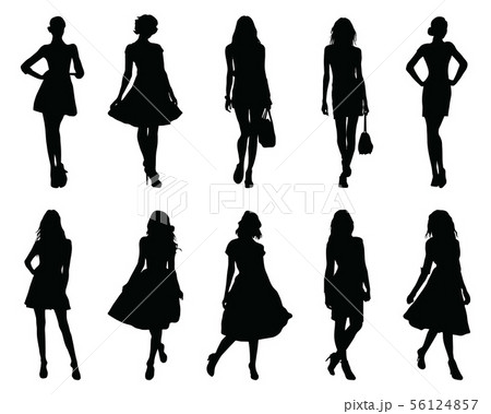 Set beautiful fashion girl silhouette Set beautiful fashion girl silhouette 56124857
