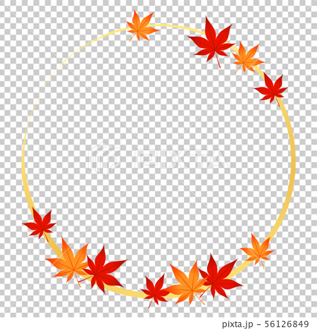 フレーム 秋の季節素材 もみじの円のイラスト素材