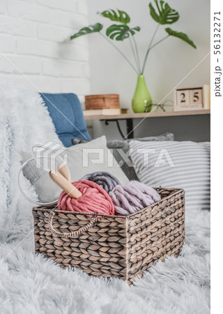 Balls of  super chunky merino woolen yarn 56132271