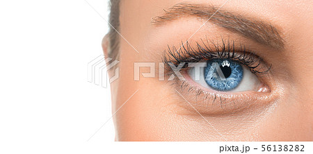 Close up view of an eye of a woman. 56138282