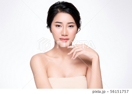 Beautiful Young Asian Woman with Clean Fresh Skin, 56151757