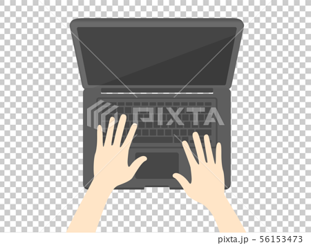 ノートパソコンで作業するイラストのイラスト素材 56153473 Pixta