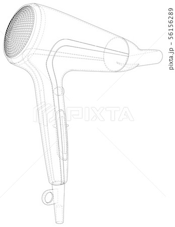 Hair dryer. Technical illustration wire-frame. Vector rendering of 3d Hair dryer. Technical illustration wire-frame. Vector rendering of 3d 56156289