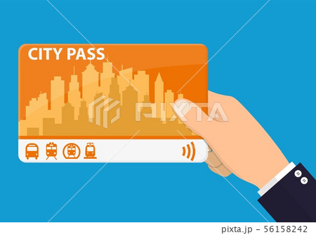 Hand with city pass. 56158242