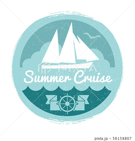 Vintage summer cruise label design with yacht 56158807