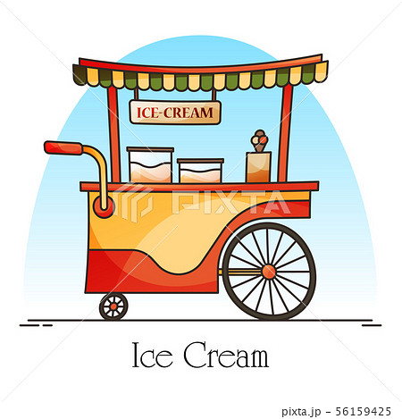 Ice Cream Cart Or Wagon Kiosk For Ice Creamのイラスト素材