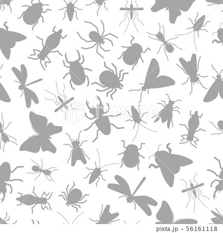 Grey silhouettes insect seamless pattern 56161118