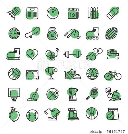 Sports and fitness outline symbols sports equipment thin line vector icons 56161747
