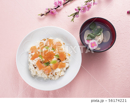 桃の花 ちらし寿司と蛤のお吸い物 桃の花 ちらし寿司と蛤のお吸い物 56174221
