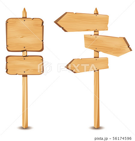 Wood sign boards set isolated on white background. 56174596