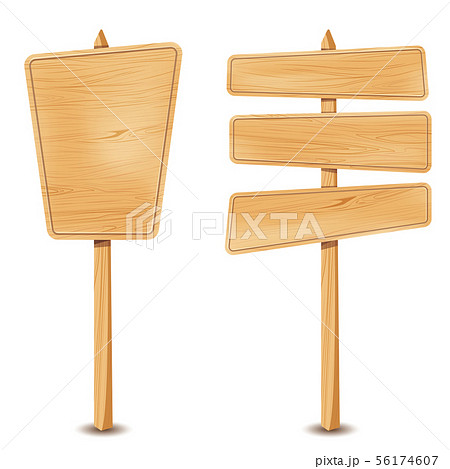 Wooden blank signs isolated on white background. 56174607