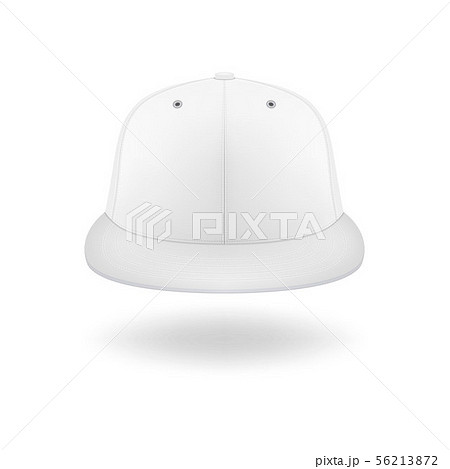 Vector 3d Realistic Render White Blank Baseball Snapback Cap Icon Closeup Isolated on White 56213872