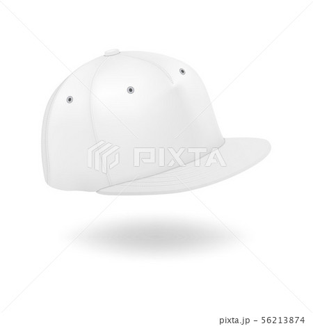 Vector 3d Realistic Render White Blank Baseball Snapback Cap Icon Closeup Isolated on White 56213874