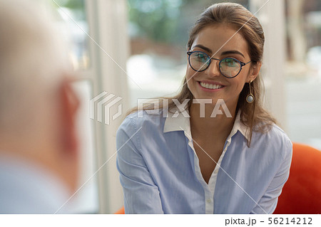 Portrait of cute girl that looking at her boss Portrait of cute girl that looking at her boss 56214212