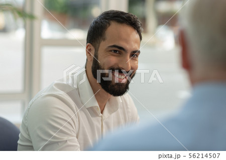 Portrait of handsome man that demonstrating his smile 56214507