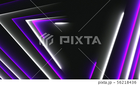 Many neon triangles in space, abstract computer generated backdrop, 3D render 56218436