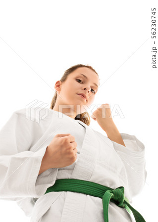 Young girl wearing kimono ready to engage 56230745