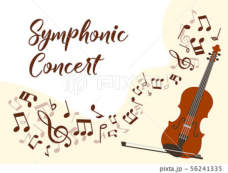 Classical music violin concert vector illustration poster. Symphonic orchestra with violin live Classical music violin concert vector illustration poster. Symphonic orchestra with violin live 56241335
