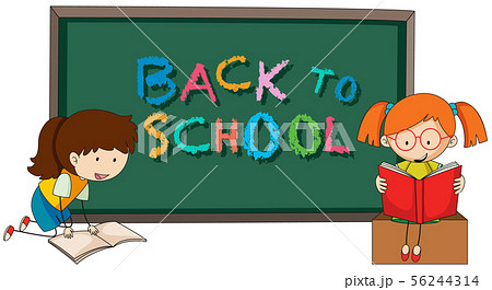 Back to school template with girls Back to school template with girls 56244314