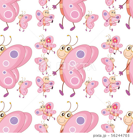 Seamless pattern tile cartoon with butterflies Seamless pattern tile cartoon with butterflies 56244703