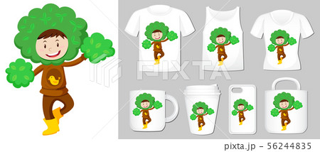 Graphic of kid in tree costume on different Graphic of kid in tree costume on different 56244835