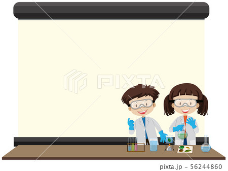 Frame template with happy kids in lab Frame template with happy kids in lab 56244860