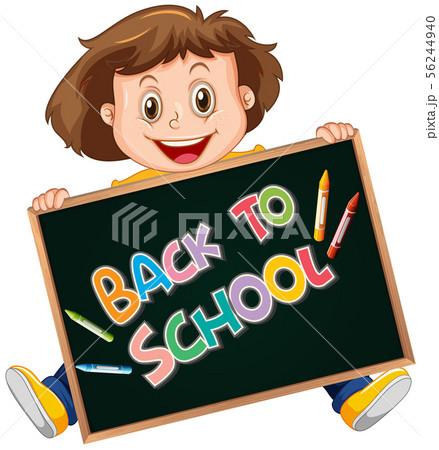 Back to school template with happy girl 56244940