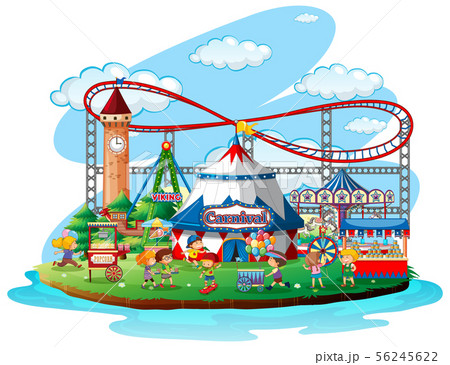 Fun fair theme park on isolated background 56245622