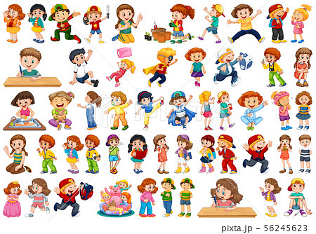 Kids in large group acting our varoous roles Kids in large group acting our varoous roles 56245623