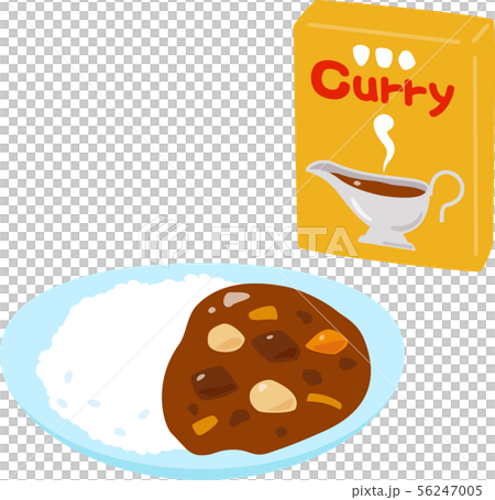 レトルトカレーのパッケージとカレーライス 56247005