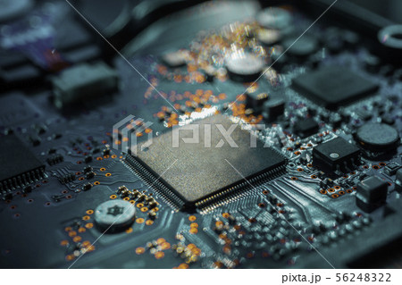Circuit board.Motherboard digital chip. Electronic 56248322