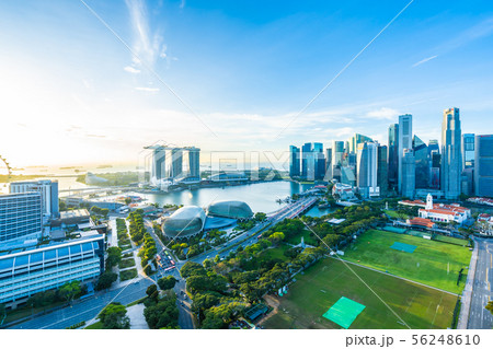 Beautiful architecture building exterior cityscape in Singapore city skyline Beautiful architecture building exterior cityscape in Singapore city skyline 56248610