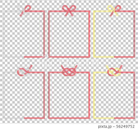 慶事の水引き直角フレームのイラスト(拡張前の線画)結びが上部 56249752