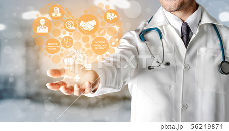 Doctor with health insurance healthcare graphic. 56249874