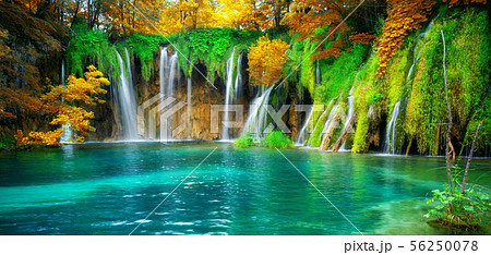 Waterfall landscape of Plitvice Lakes Croatia. 56250078