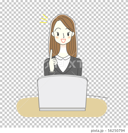 女性　ビジネスウーマン　パソコン　イラスト 56250794