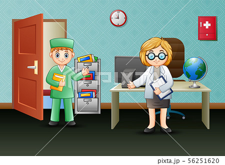 The surgeon talking with female doctor in office 56251620