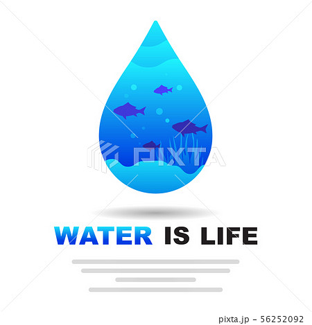 blue under sea fish in droplet, water is life 56252092